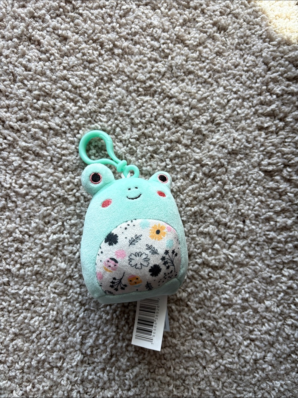 Squishmallows Mint Green Frog Clip-On Plush with Floral Belly